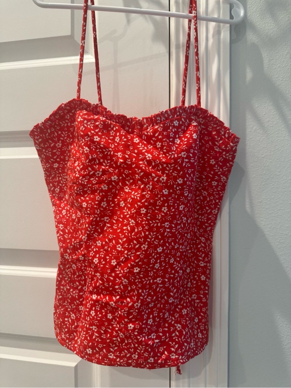 Zara Red Floral Spaghetti-Strap Camisole